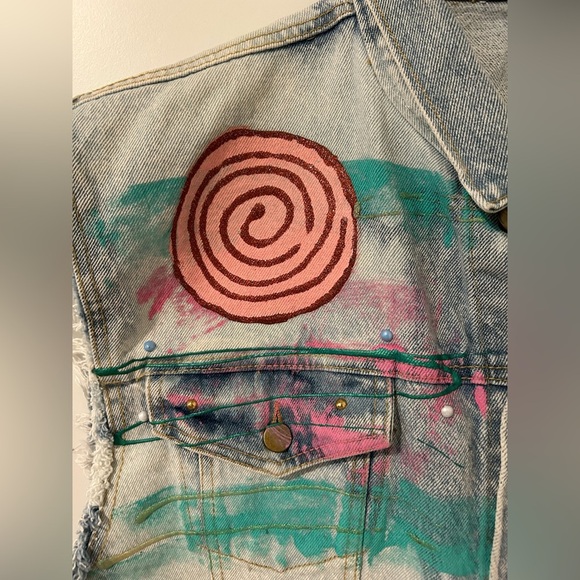 Vintage Painted Denim Vest - Picture 3 of 14
